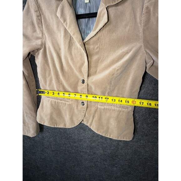 Old Navy Tan Velvet Blazer Jacket Lace Cuff Vintage Victorian Style Women's Sz M - Picture 6 of 12